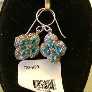 JTV Oval Blue Zircon Cluster Earrings